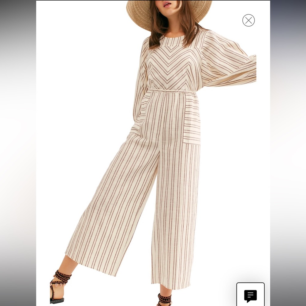 Free People striped 100% cotton jumpsuit NWOT Size- XS